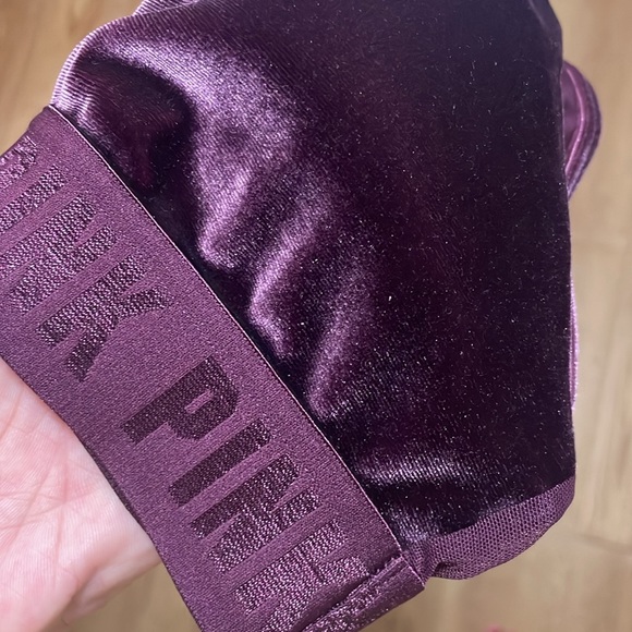 Size M - Victoria’s Secret PINK - Deep Purple Velvet sports bra - Picture 2 of 3